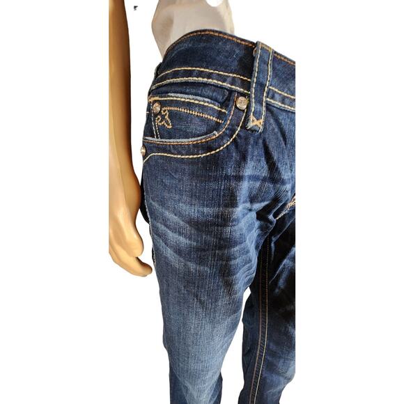 Rock Revival Jamie Bootcut Jeans Distress Size 32x36 EUC - Picture 5 of 10